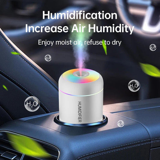Mini Humidificateur d’Air 180 ml – Diffuseur d’Arômes USB Ultrasonique avec Éclairage LED – Pour Voiture, Maison & Chambre