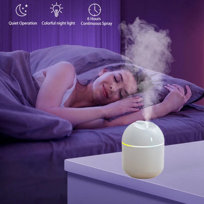 Mini Humidificateur d’Air 270 ml – Diffuseur d’Arômes LED avec Veilleuse & Arrêt Automatique – USB, Pour Maison et Bureau Vibella