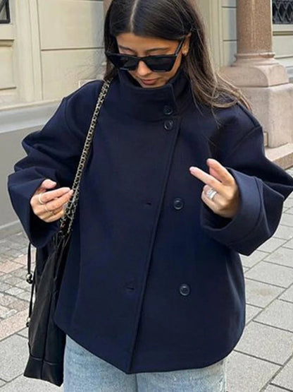 Veste Femme Élégante – Manches en Fausse Fourrure, Fermeture Lacée, Col V, Mi-Longue, Mélange Laine, Style Automne Casual avec Écharpe Vibella