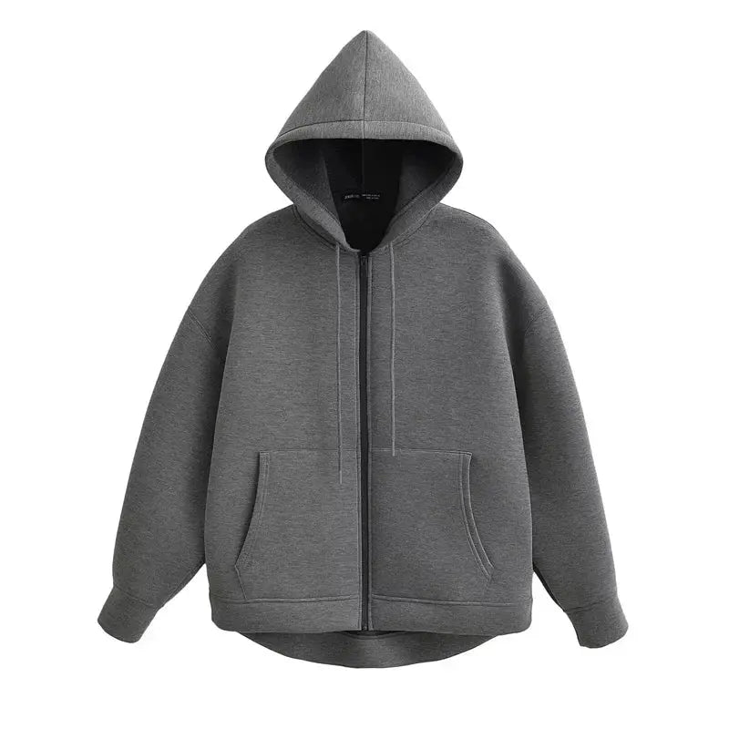 Hoodie Femme Hiver – Coupe Oversize, Zippé, Poches Pratiques, Style Décontracté Vibella