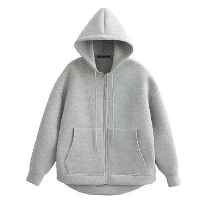 Hoodie Femme Hiver – Coupe Oversize, Zippé, Poches Pratiques, Style Décontracté Vibella