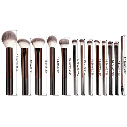 Set de 13 Pinceaux de Maquillage – Teint & Yeux | Fond de Teint, Anti-cernes, Poudre, Blush & Estompe – Outils Beauté Professionnels Vibella