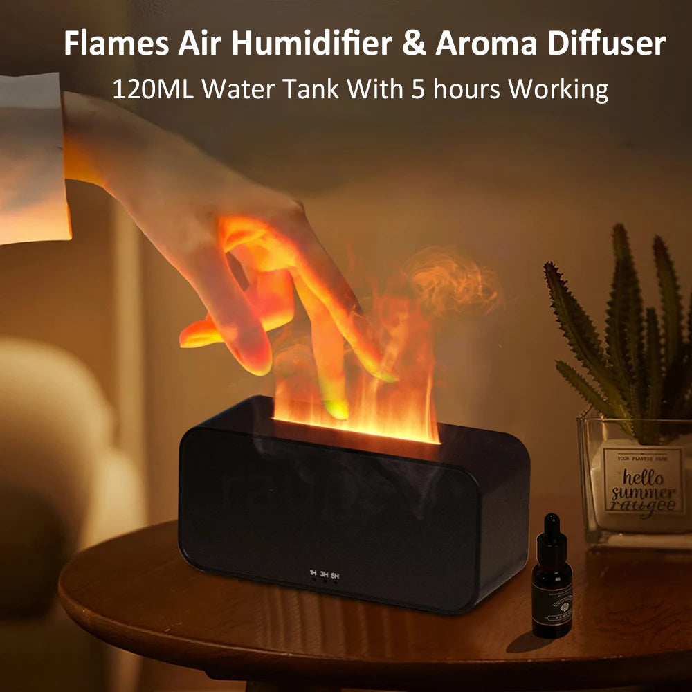 Diffuseur d’Arômes Mini à Effet Flamme – Humidificateur 7 Couleurs LED, Huiles Essentielles & Minuterie – Pour Chambre, Maison & Bureau Vibella
