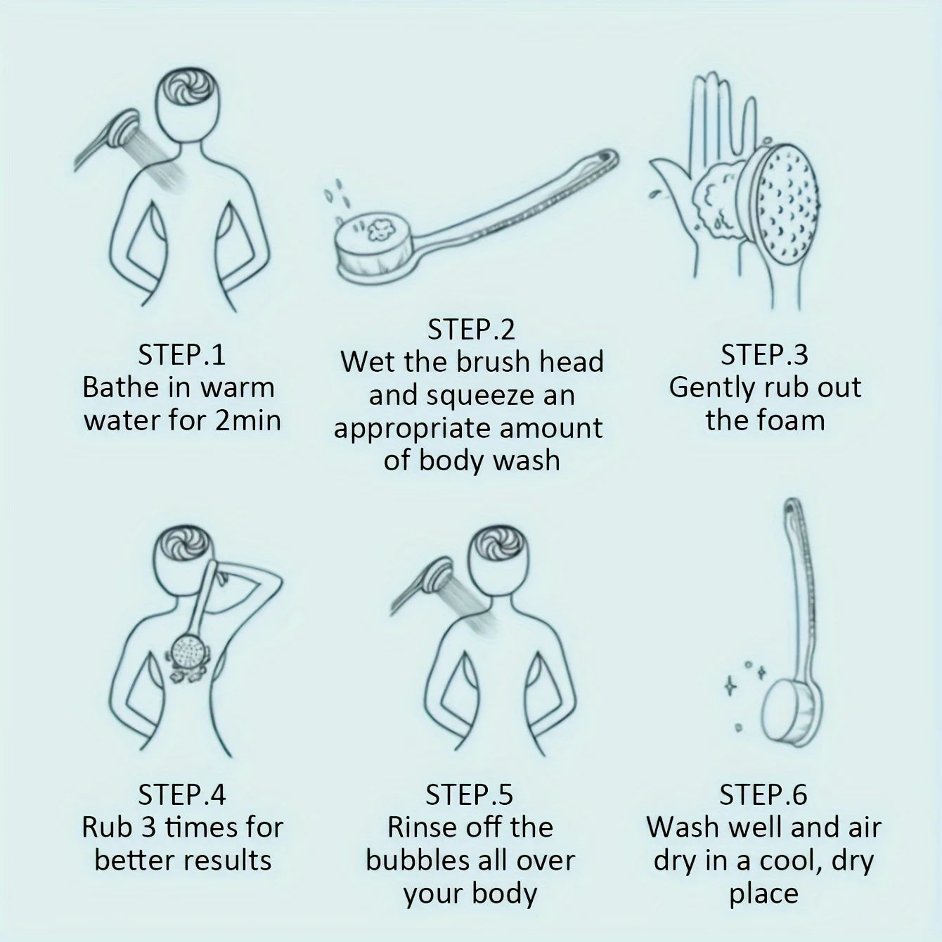 Brosse de Douche Exfoliante – Long Manche Souple, Gommage & Massage – Accessoire de Bain Pour un Nettoyage Profond du Corps Vibella