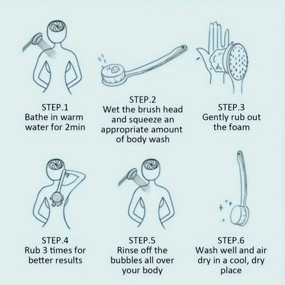 Brosse de Douche Exfoliante – Long Manche Souple, Gommage & Massage – Accessoire de Bain Pour un Nettoyage Profond du Corps Vibella