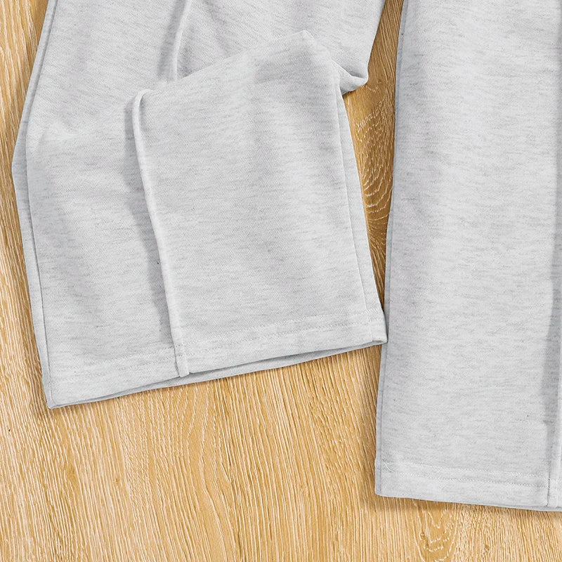 Ensemble Fille Printemps/Automne – Haut Court et Pantalon, Couleur Unie, Style Décontracté, Confortable et Ample Vibella