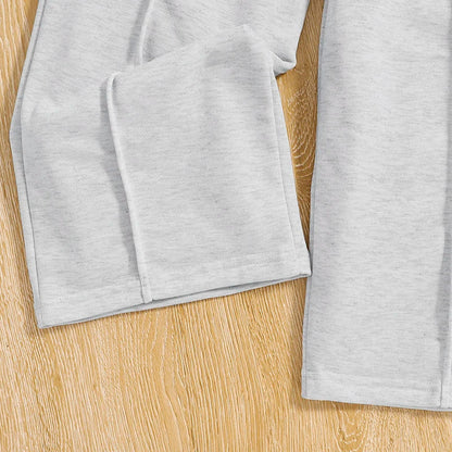 Ensemble Fille Printemps/Automne – Haut Court et Pantalon, Couleur Unie, Style Décontracté, Confortable et Ample Vibella