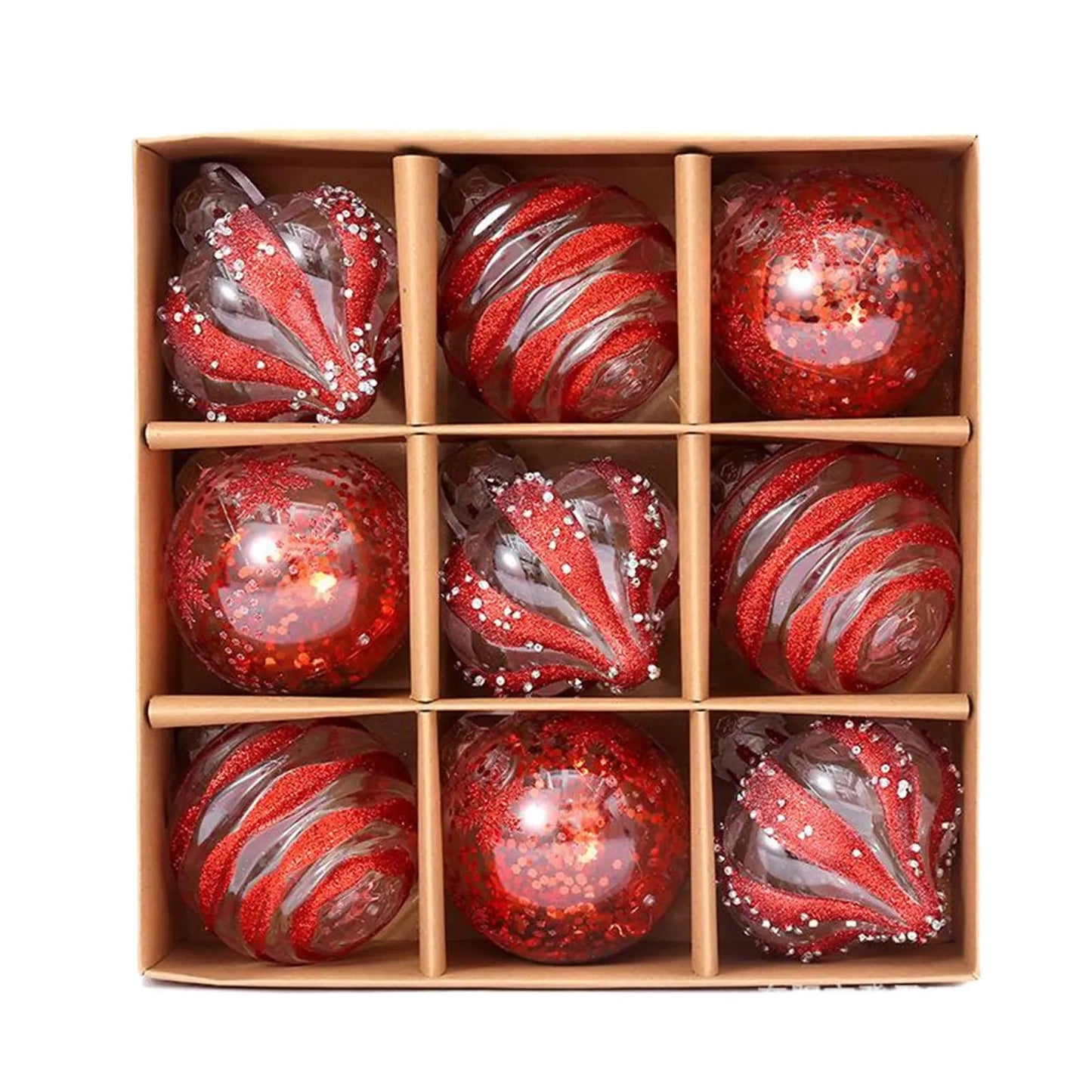 Lot de 9 Boules de Noël Champagne & Rose Gold – Ornements Élégants à Suspendre pour Sapin et Décor Festif Vibella