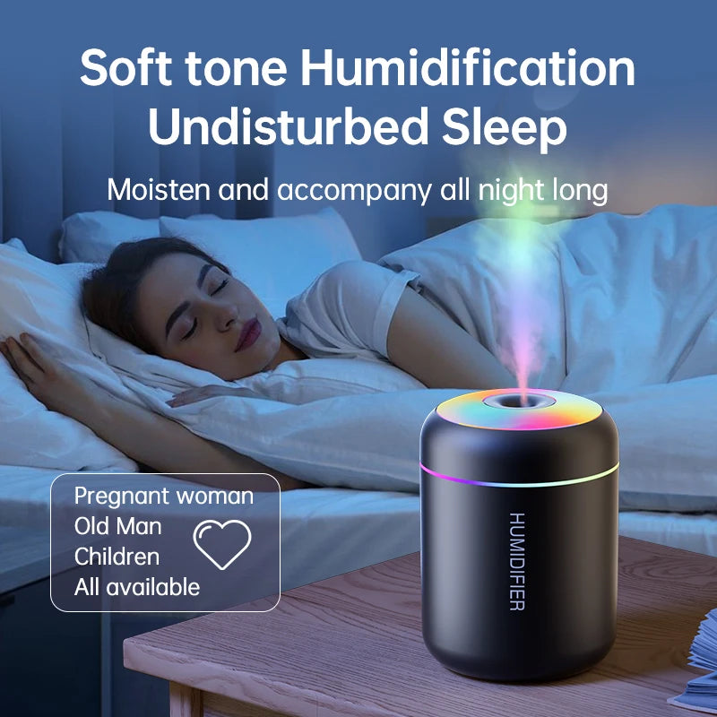 Mini Humidificateur d’Air 180 ml – Diffuseur d’Arômes USB Ultrasonique avec Éclairage LED – Pour Voiture, Maison & Chambre Vibella