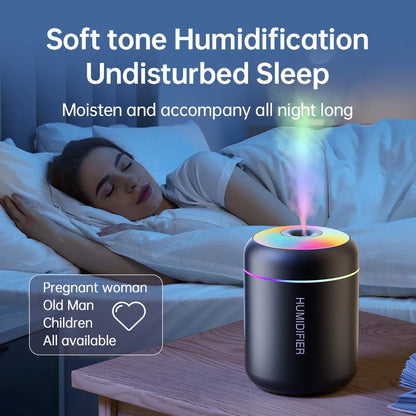 Mini Humidificateur d’Air 180 ml – Diffuseur d’Arômes USB Ultrasonique avec Éclairage LED – Pour Voiture, Maison & Chambre Vibella