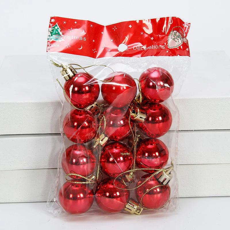 Lot de 12 Boules de Noël 3 cm – Ornements Pailletés à Suspendre pour Sapin, Décorations Maison et Nouvel An Vibella