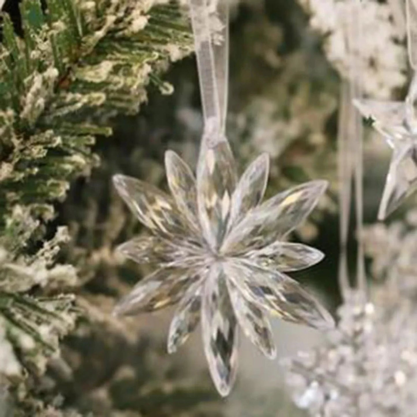 Lot de 3 Pendants Flocons de Neige en Acrylique Transparent – Décorations de Sapin de Noël pour la Maison et le Nouvel An Vibella