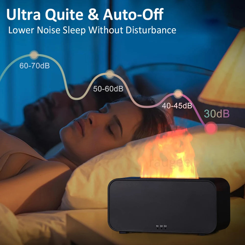 Diffuseur d’Arômes Mini à Effet Flamme – Humidificateur 7 Couleurs LED, Huiles Essentielles & Minuterie – Pour Chambre, Maison & Bureau Vibella