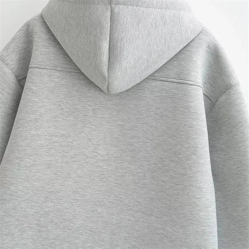 Hoodie Femme Hiver – Coupe Oversize, Zippé, Poches Pratiques, Style Décontracté Vibella