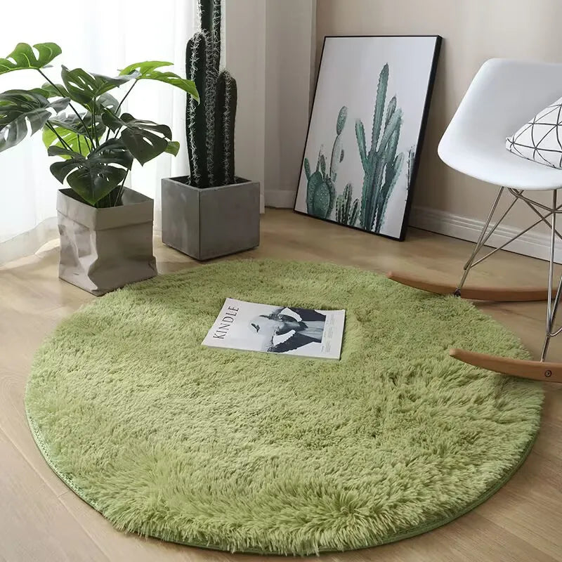 Tapis rond en peluche – Déco salon & chambre d’enfant, doux, antidérapant et confortable