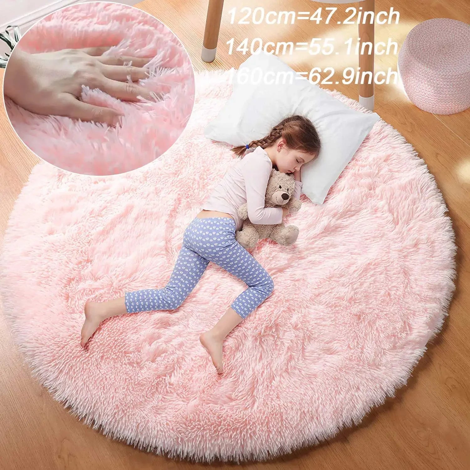 Tapis Rond Ultra Doux – Moelleux & Fluffy – Tapis Blanc pour Salon, Chambre & Chambre d’Enfant – Décoration Maison Confort Luxe Vibella