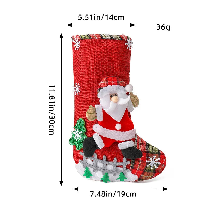 Lot de Chaussettes de Noël – Modèles Père Noël, Bonhomme de Neige, Ours et Renne, Décorations Festives en Peluche pour Cadeaux et Friandises Vibella