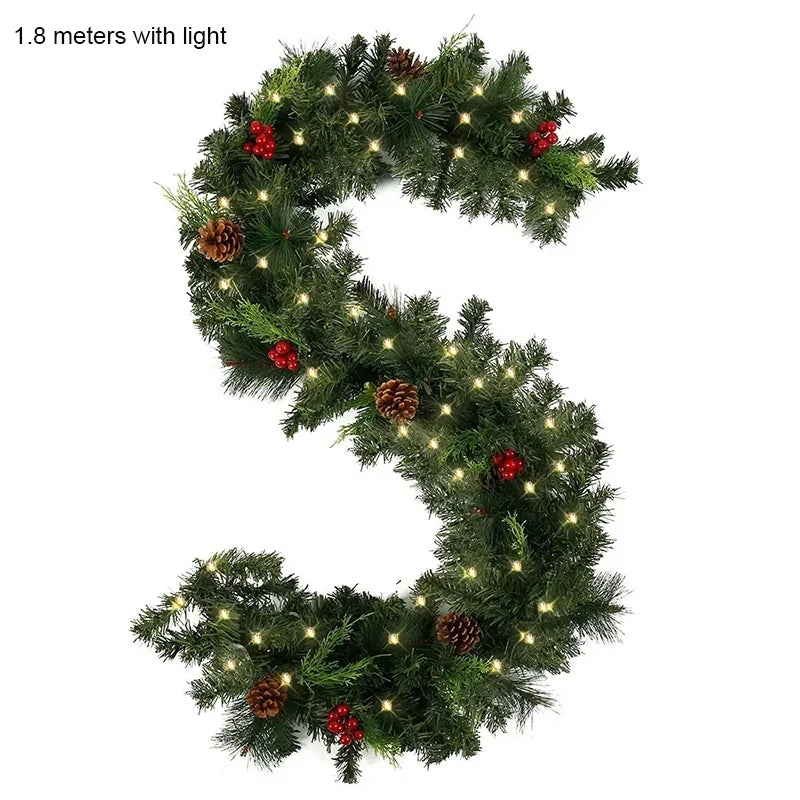 Guirlande de Noël 2,7 m – Couronne Lumineuse avec Cônes de Pin et Baies Rouges, Décoration Artificielle pour les Fêtes d’Hiver Vibella