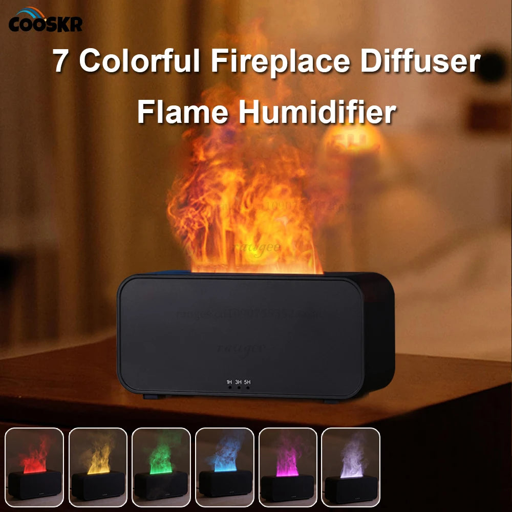 Diffuseur d’Arômes Mini à Effet Flamme – Humidificateur 7 Couleurs LED, Huiles Essentielles & Minuterie – Pour Chambre, Maison & Bureau Vibella