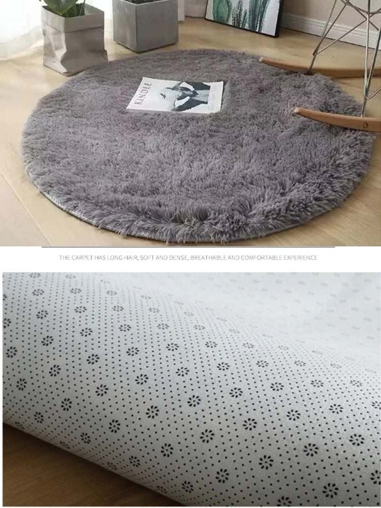 Tapis rond en peluche – Déco salon & chambre d’enfant, doux, antidérapant et confortable