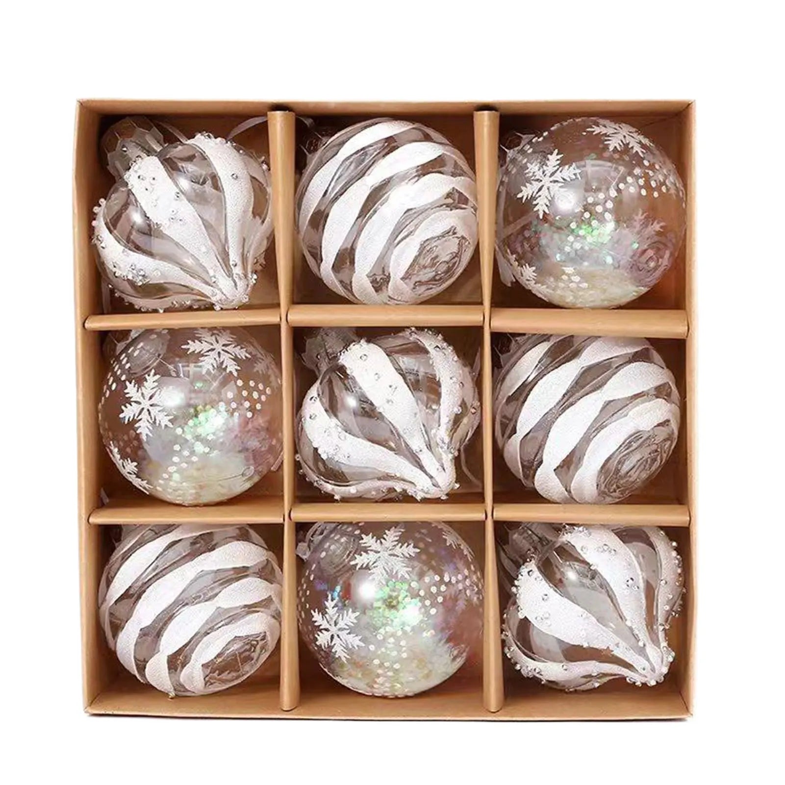 Lot de 9 Boules de Noël Champagne & Rose Gold – Ornements Élégants à Suspendre pour Sapin et Décor Festif Vibella