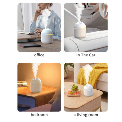 Mini Humidificateur d’Air 270 ml – Diffuseur d’Arômes LED avec Veilleuse & Arrêt Automatique – USB, Pour Maison et Bureau Vibella