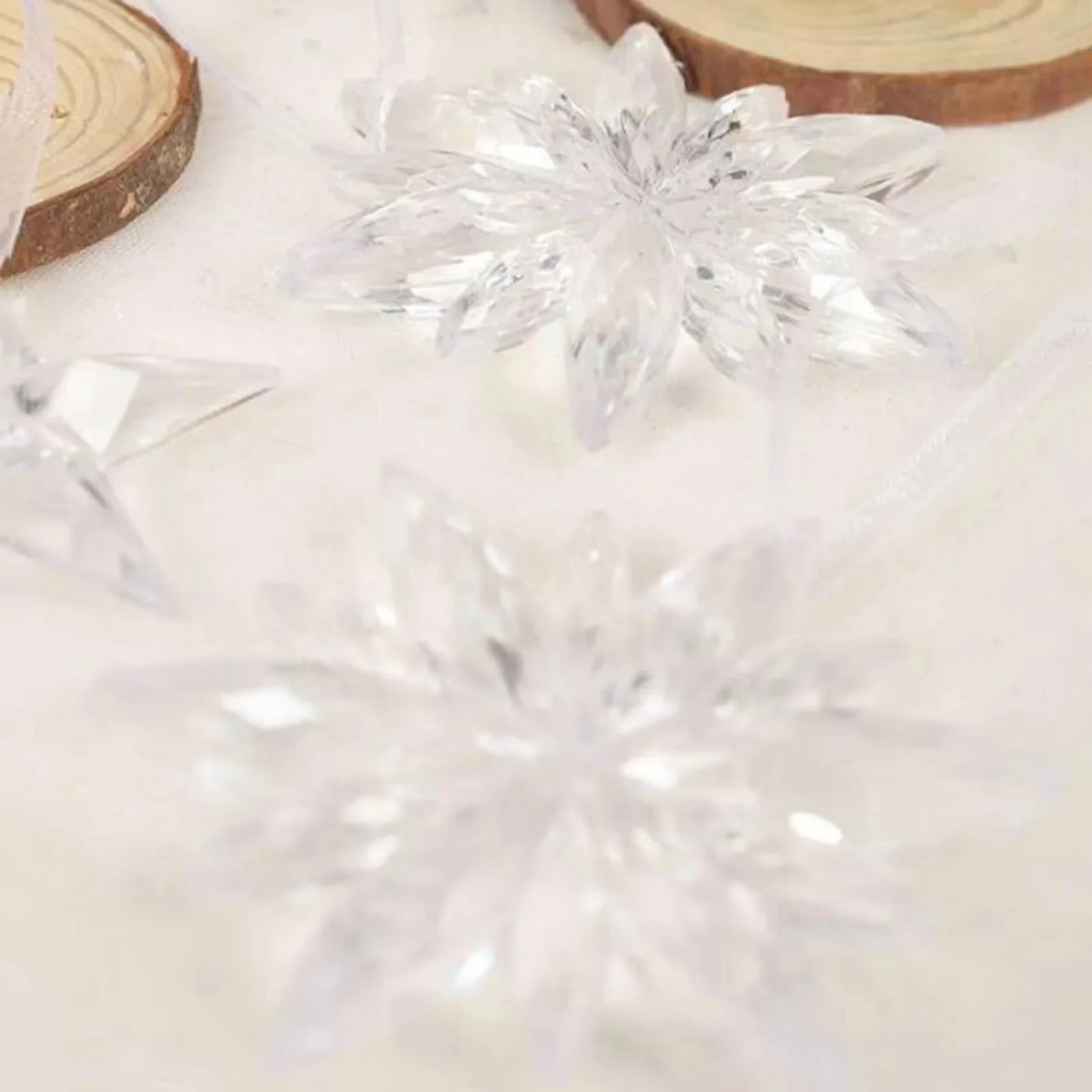 Lot de 3 Pendants Flocons de Neige en Acrylique Transparent – Décorations de Sapin de Noël pour la Maison et le Nouvel An Vibella