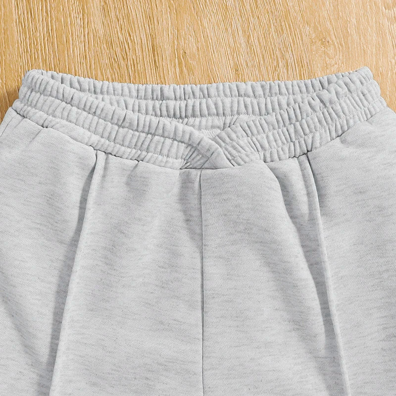 Ensemble Fille Printemps/Automne – Haut Court et Pantalon, Couleur Unie, Style Décontracté, Confortable et Ample Vibella