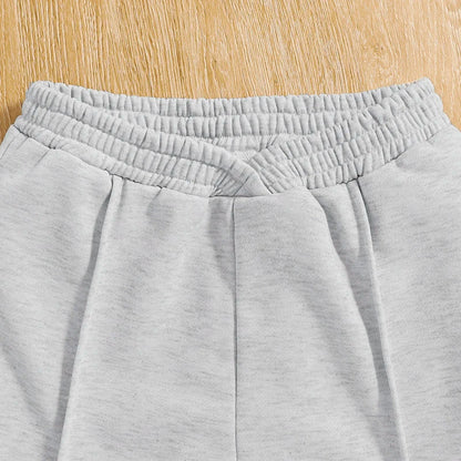 Ensemble Fille Printemps/Automne – Haut Court et Pantalon, Couleur Unie, Style Décontracté, Confortable et Ample Vibella