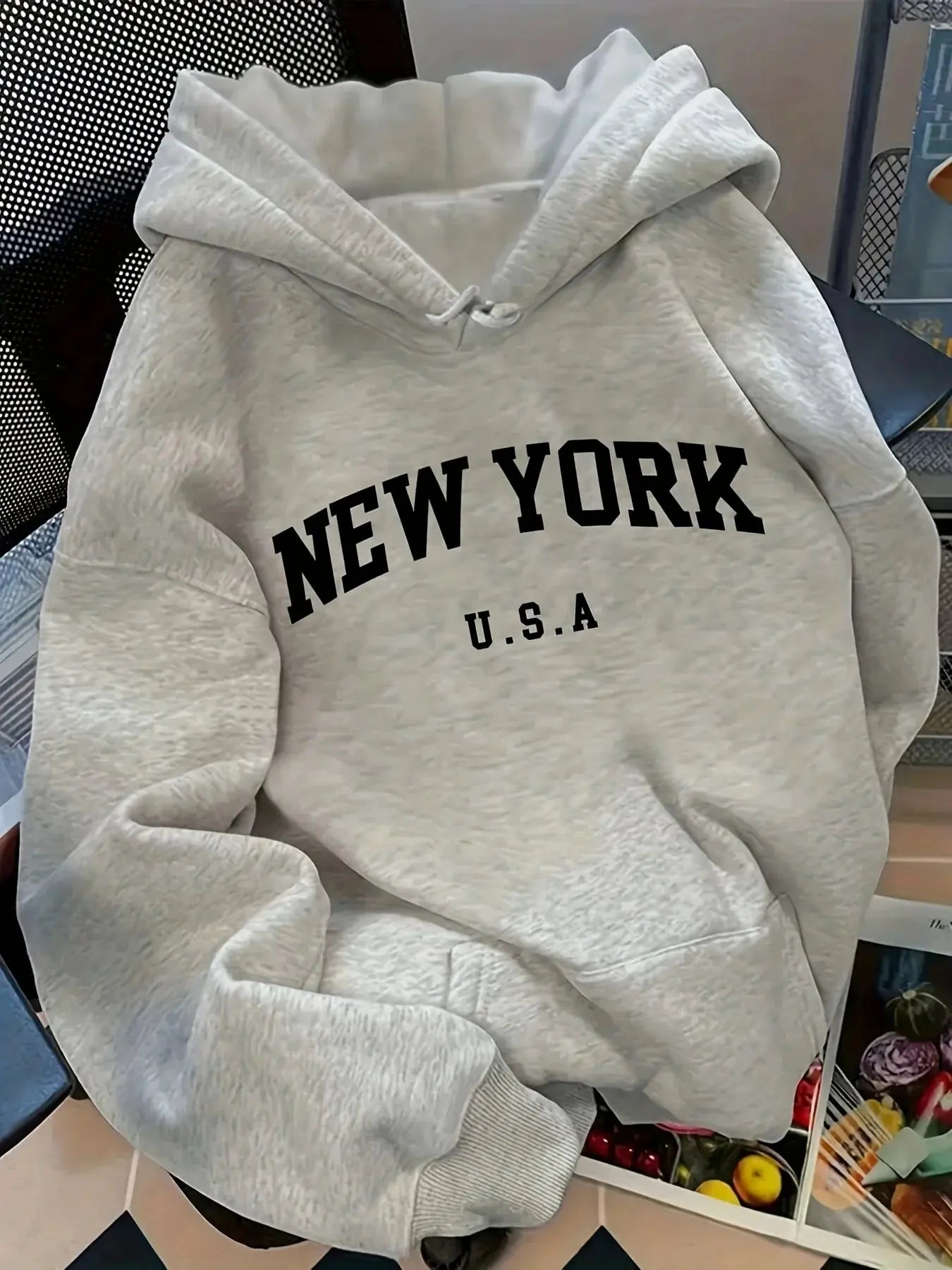 Hoodie Femme Coupe Décontractée – Sweat NEW YORK U.S.A., Style Casual Streetwear Unisexe Vibella