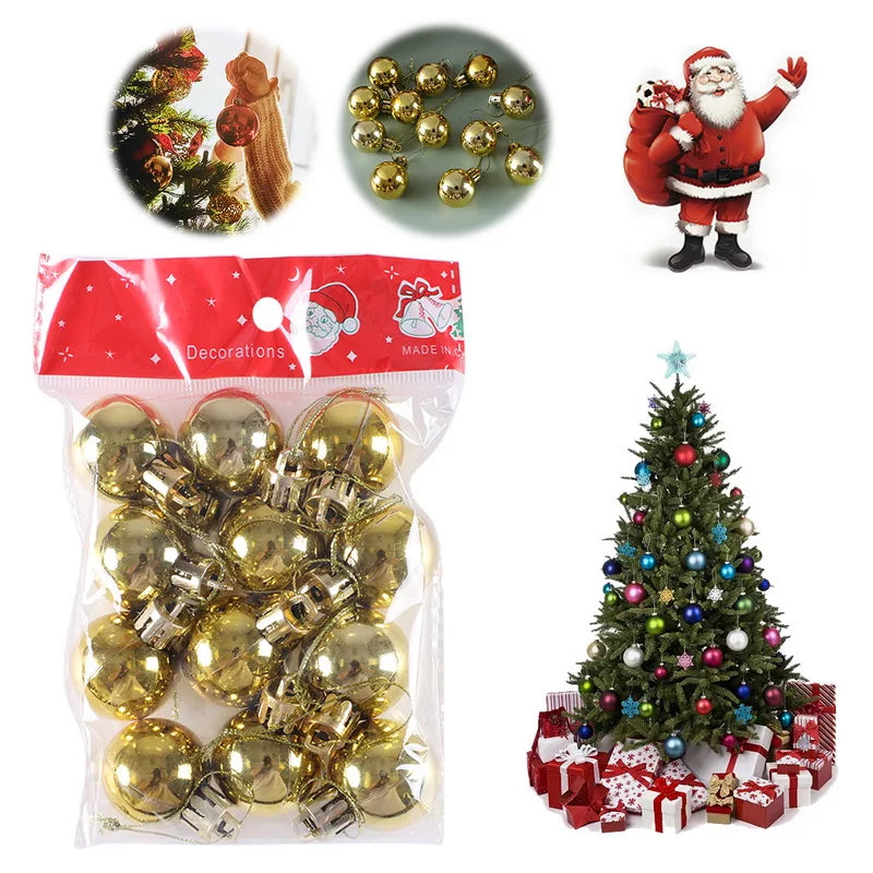 Lot de 12 Boules de Noël 3 cm – Ornements Pailletés à Suspendre pour Sapin, Décorations Maison et Nouvel An Vibella