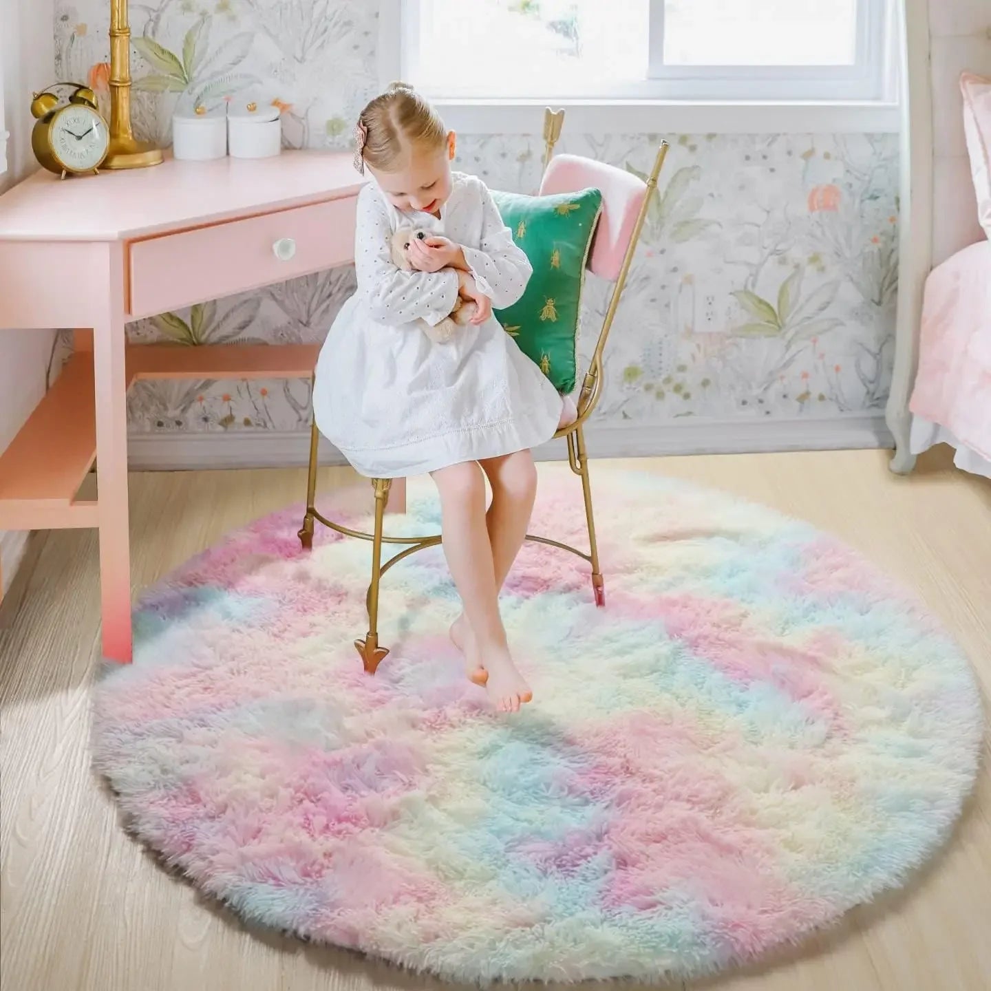 Tapis Rond Ultra Doux – Moelleux & Fluffy – Tapis Blanc pour Salon, Chambre & Chambre d’Enfant – Décoration Maison Confort Luxe Vibella